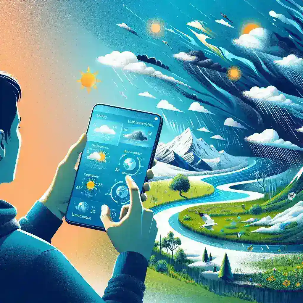 "BMKG mobile application launch event for climate change education, showcasing features aimed at informing users about environmental changes and weather patterns."